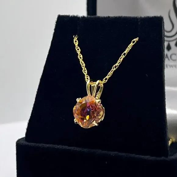 Gorgeous 2.8ct Sunset Topaz Necklace in 14k Yellow Gold - Picture 3 of 4